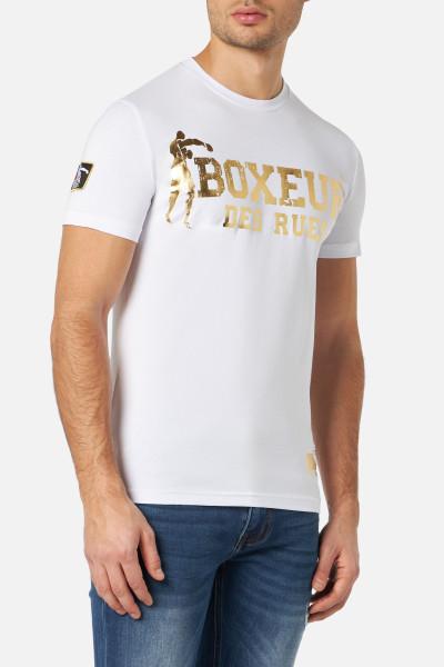 T-Shirt Iconica Bianca E Oro White-Gold