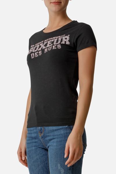 T-Shirt Basica Con Logo Animalier Black