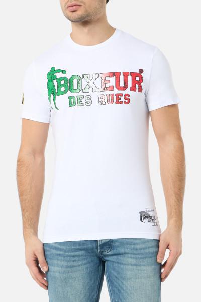 T-Shirt Iconica White con Logo Flag Italy