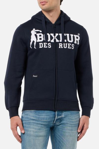 Felpa Full Zip Midnight Con Patch E Logo Midnight