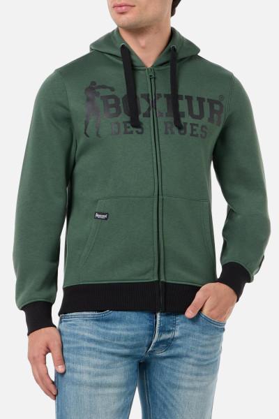 Felpa Full Zip Sage Con Patch E Logo Sage