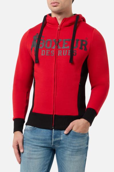 Felpa Logo Rosso E Nera Con Cappuccio E Zip Red