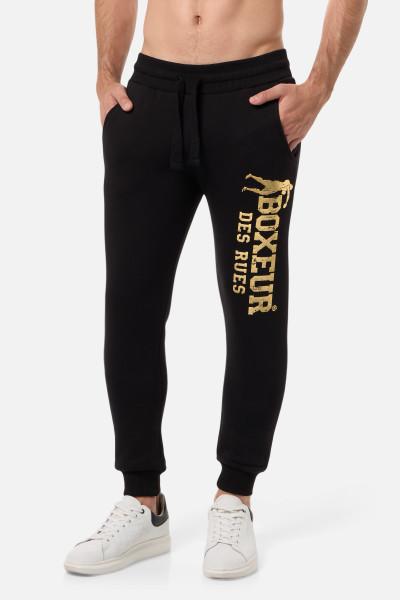 Pantalone Nero Slim Fit Con Patch Black-Gold