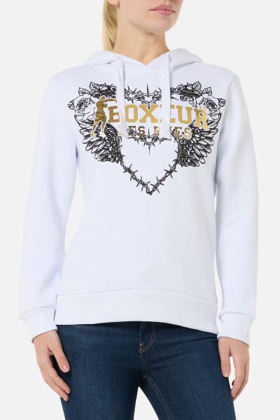 Felpa Bianca e Oro Con Cappuccio