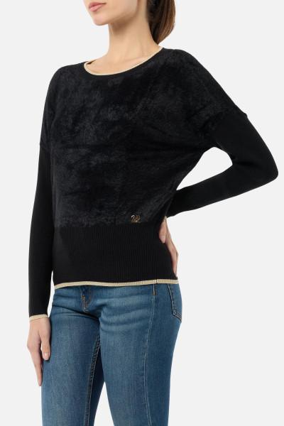 Maglione Nero Lurex A Contrasti Black