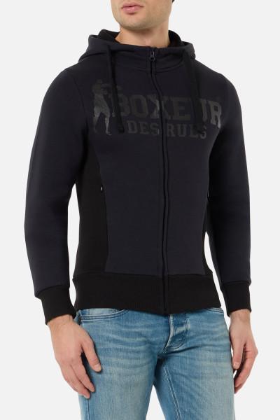 Felpa Logo Antracite Con Cappuccio E Zip