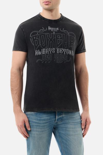 T-Shirt In Stile Vintage Black Acid