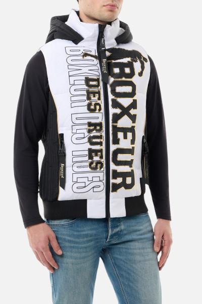 Gilet Bianco Imbottito Logato Con Dettagli Oro