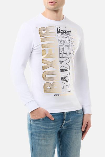 T-Shirt A Manica Lunga White-Gold