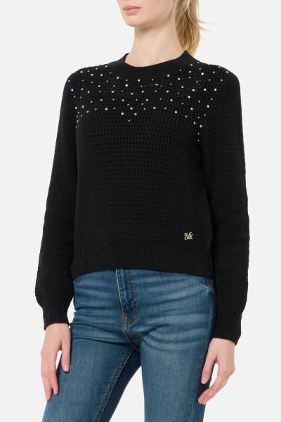 Maglioncino Nero Con Strass Black