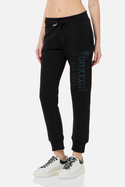 Pantalone Nero in Felpa con Strass