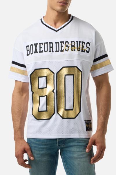 T-Shirt Bianca In Mesh White-Gold