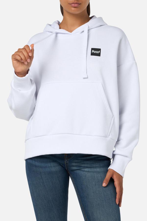 White Crop Box Hoodie White - Main Image