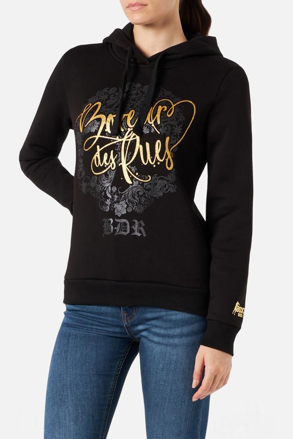 Hoodie With Graphic Black-Gold