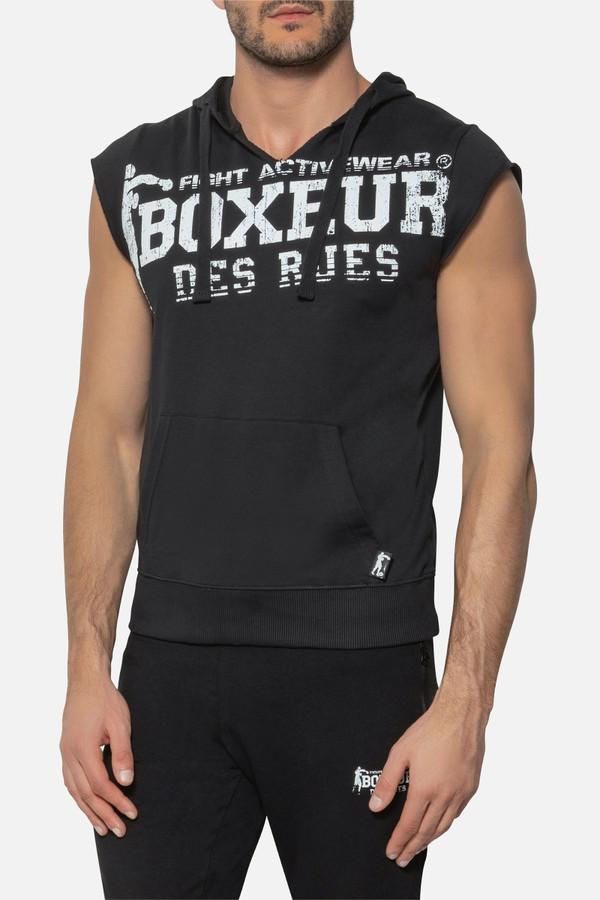 Hooded Sleeveless Big Print Sweat Black