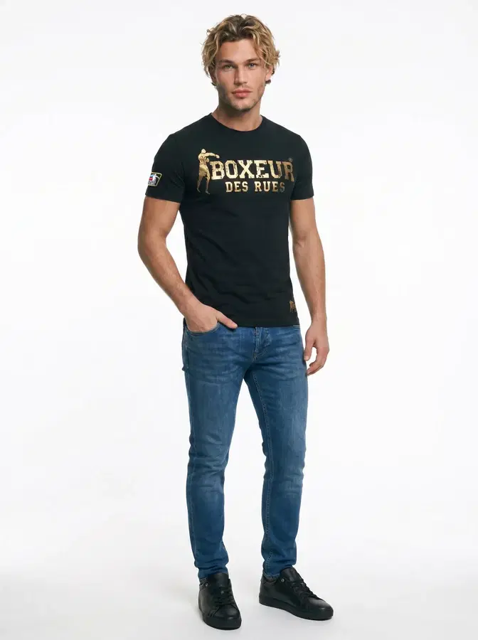 T-Shirt Iconica Black con logo Gold