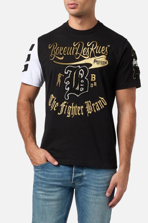 Varsity Embroidered T-Shirt Black-Gold