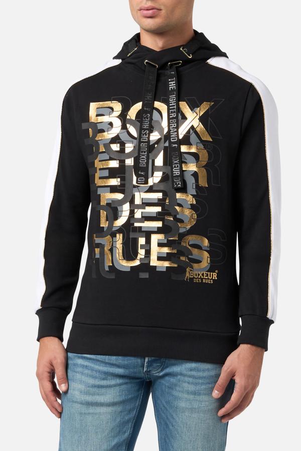 Felpa Con Cappuccio E Maxi Stampa Black