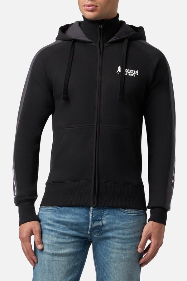 Felpa Con Cappuccio Nera Con Inserti A Contrasto Black