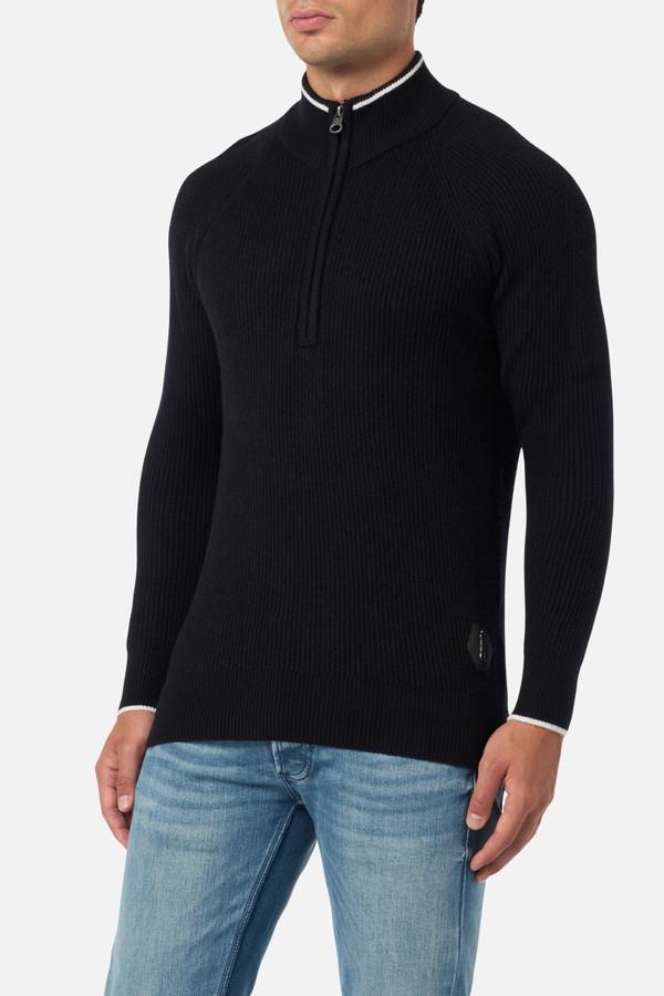 Turtleneck Sweater With Half-Zip Black