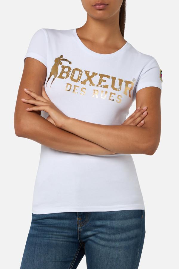 White Iconic T-Shirt With Gold Logo White-Gold