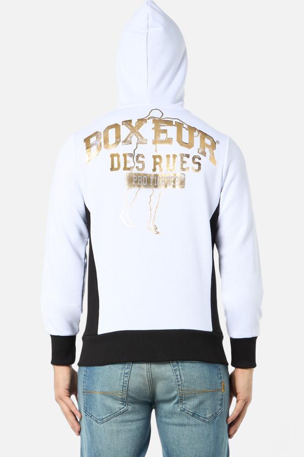 Boxeur Des Rues Felpa Zip Bianca Logo White And Gold Zip