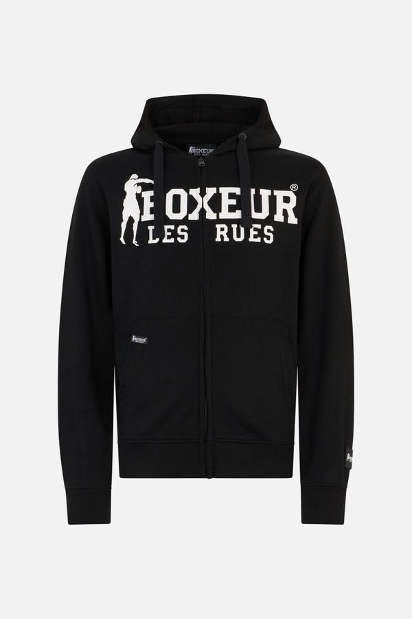 Logo White Zip Hoodie Black-White
