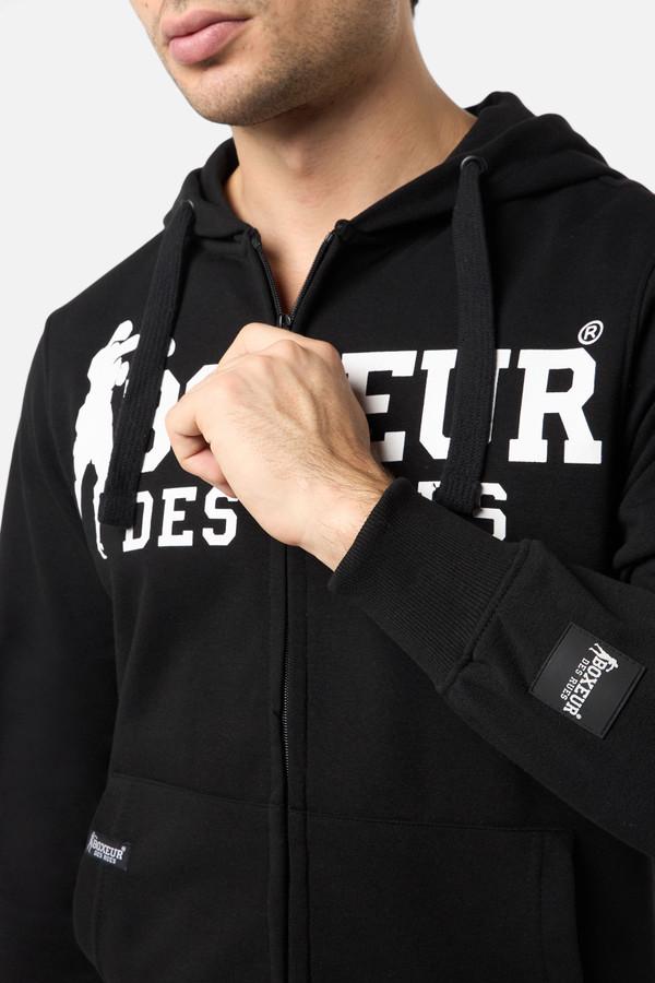 Logo White Zip Hoodie Black-White