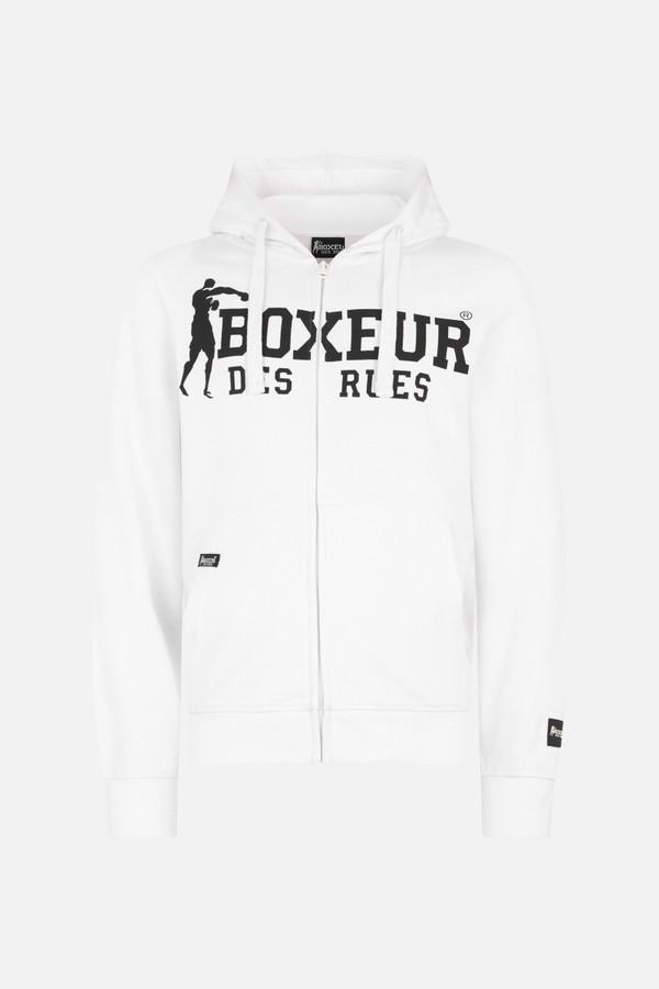 Logo White Zip Hoodie White-Black