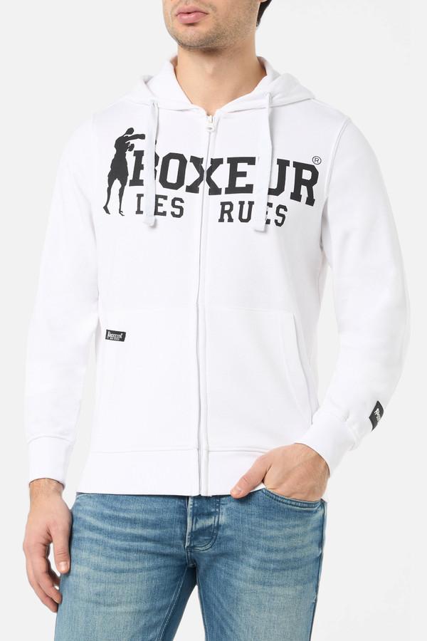 Logo White Zip Hoodie White-Black
