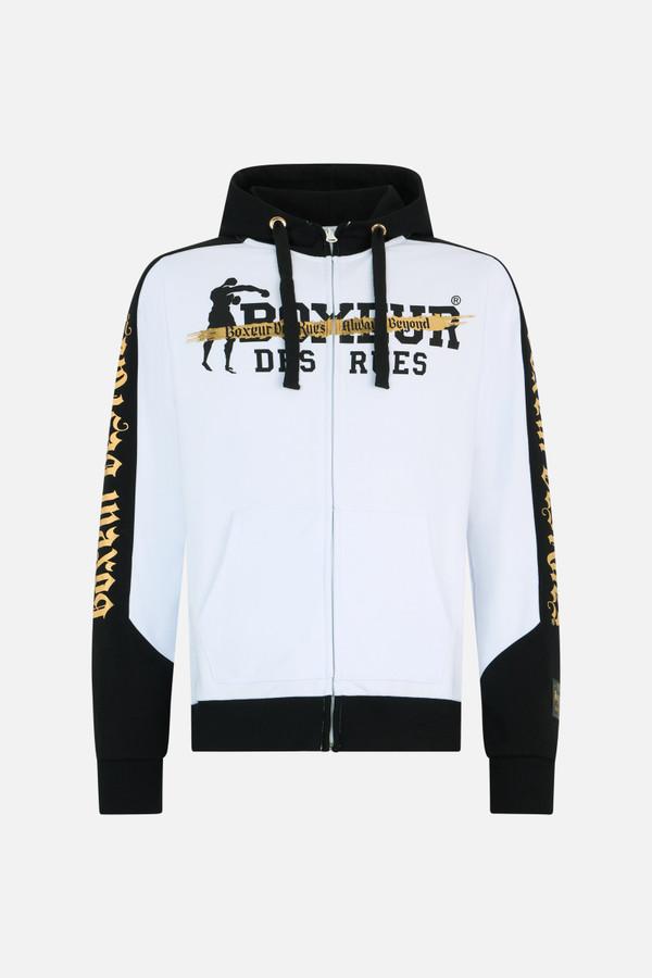 Full Zip Sweatshirt With Contrasting Colours White-Gold