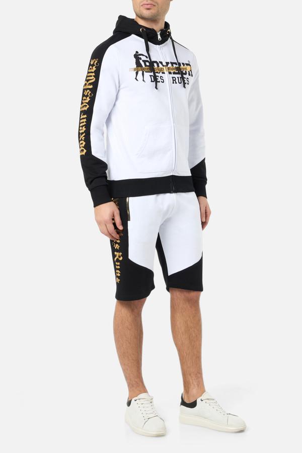 Full Zip Sweatshirt With Contrasting Colours White-Gold