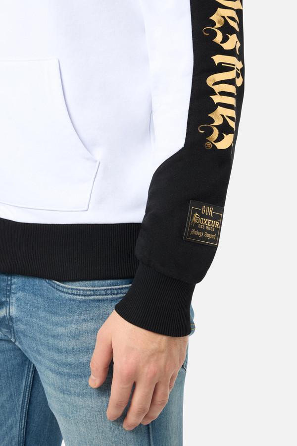 Full Zip Sweatshirt With Contrasting Colours White-Gold