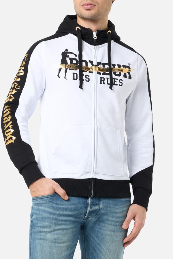 Full Zip Sweatshirt With Contrasting Colours White-Gold