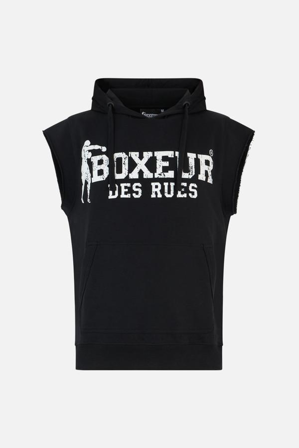 Smanicato Nero Con Cappuccio Black-White