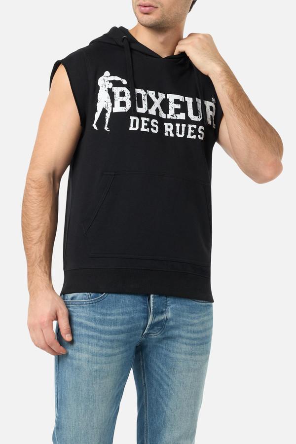 Smanicato Nero Con Cappuccio Black-White