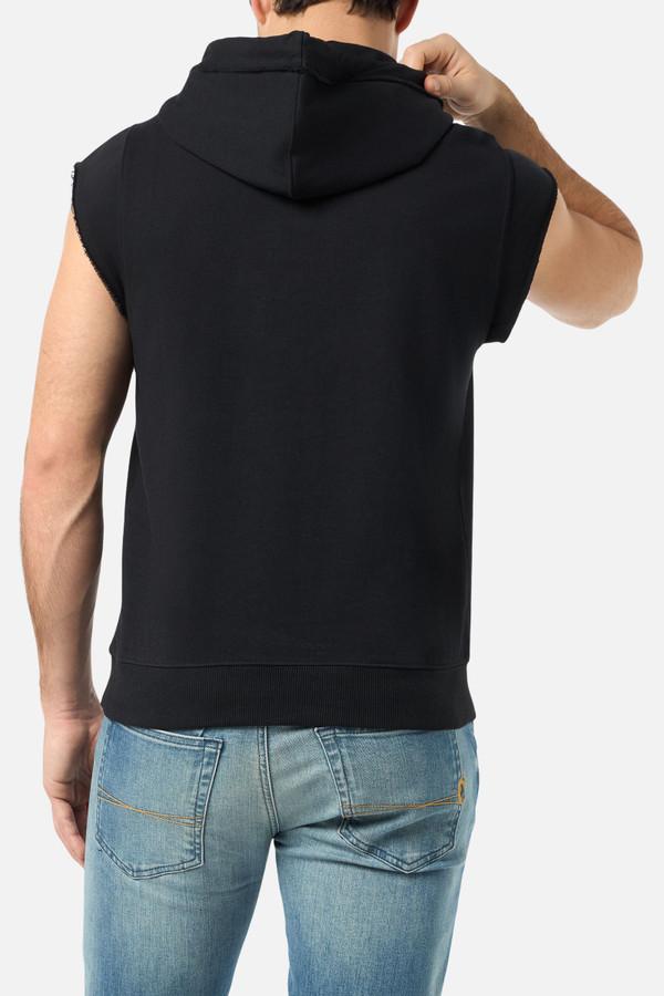 Smanicato Nero Con Cappuccio Black-White