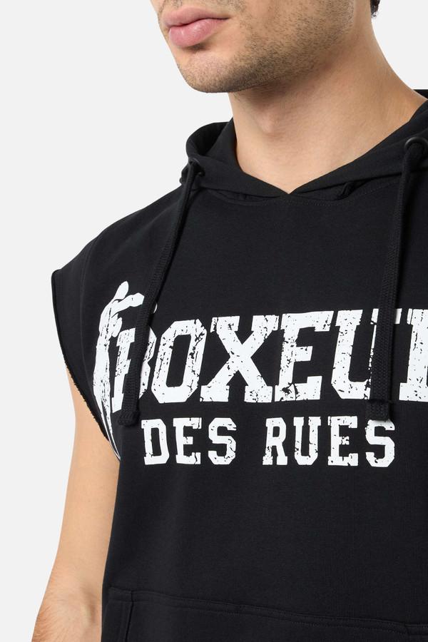 Smanicato Nero Con Cappuccio Black-White