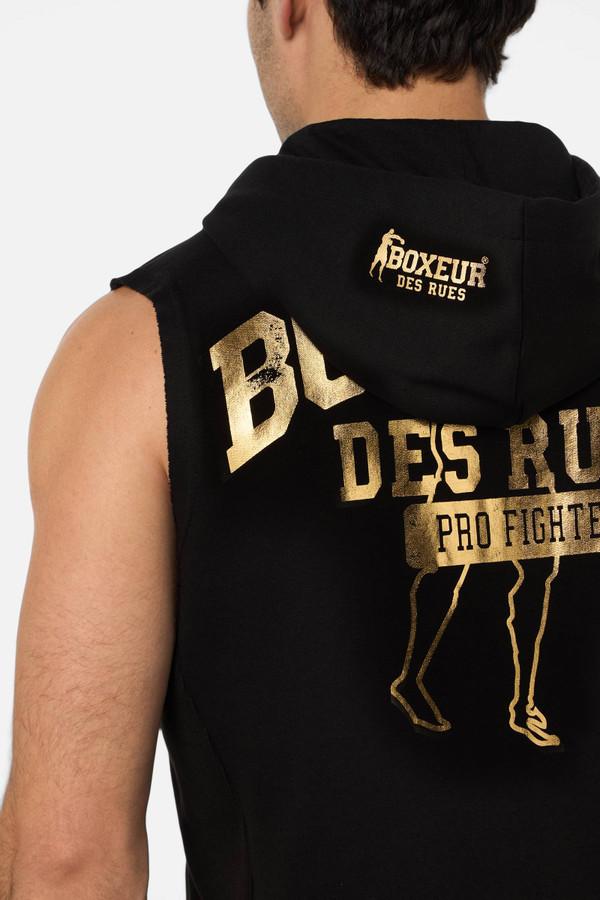 Smanicato Nero Con Cappuccio E Zip Black-Gold