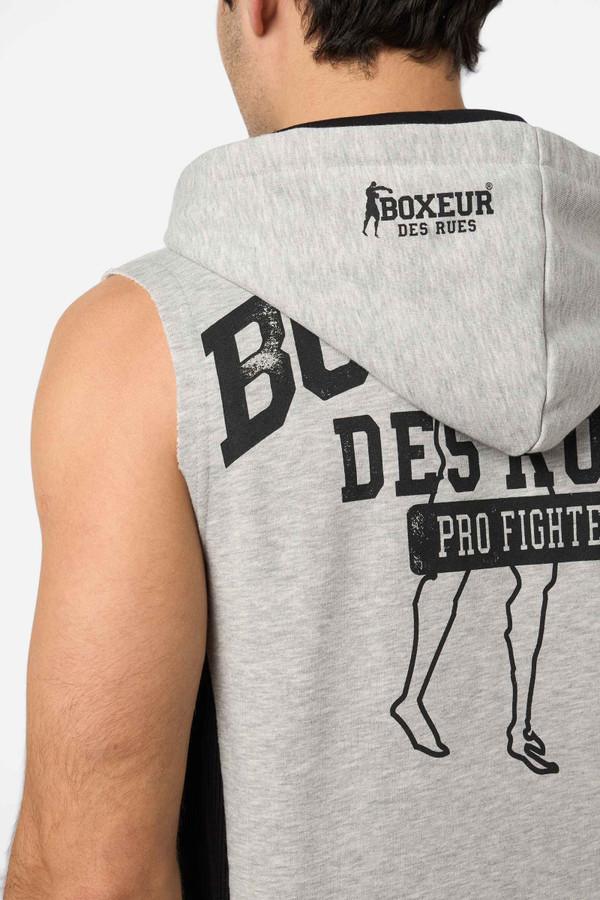 Smanicato Grey Melange Con Cappuccio E Zip