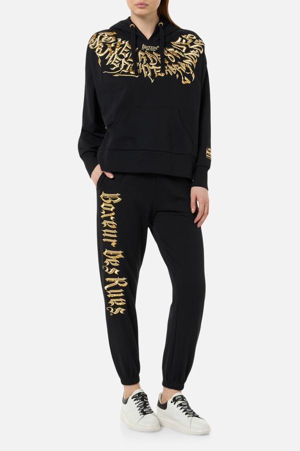 Embroidered Sweatpants Black-Gold
