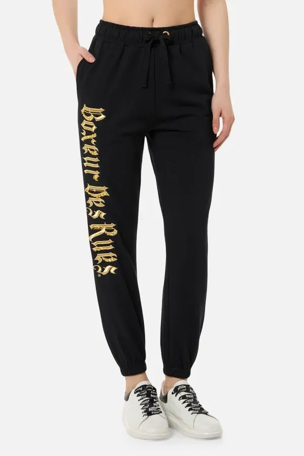 Embroidered Sweatpants Black-Gold