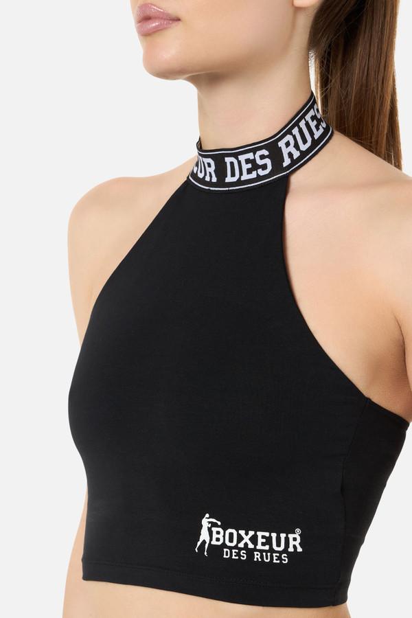 Canotta Crop Nera a collo alto