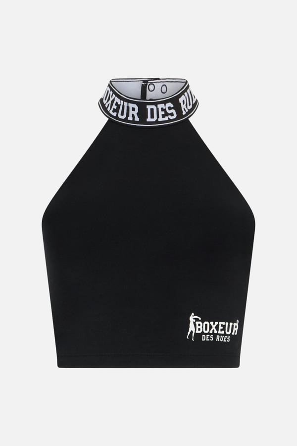 Canotta Crop Nera a collo alto