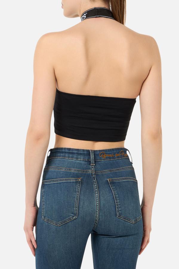 Canotta Crop Nera a collo alto