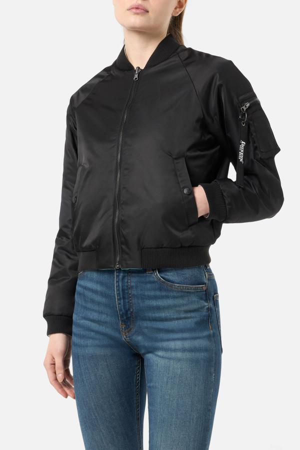 Embroidered Bomber Jacket Black