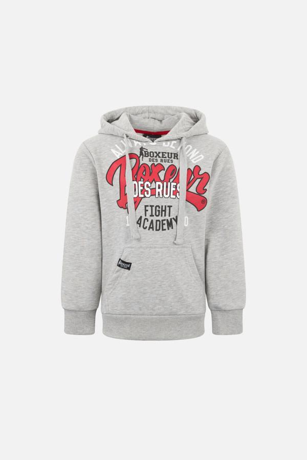 Felpa Logo Con Cappuccio Grigio Mélange Grey Mel