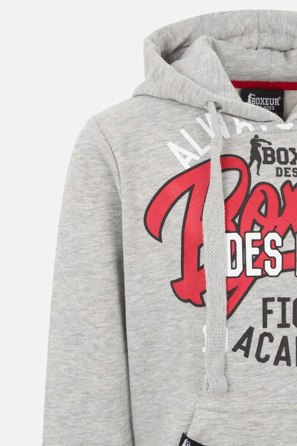 Felpa Logo Con Cappuccio Grigio Mélange Grey Mel