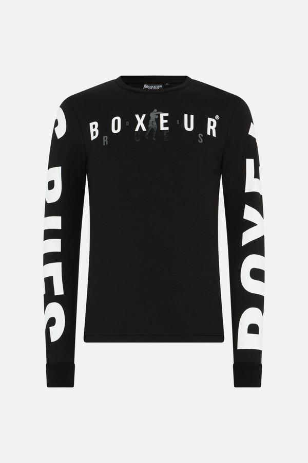 T-Shirt A Manica Lunga Black con Grafica White