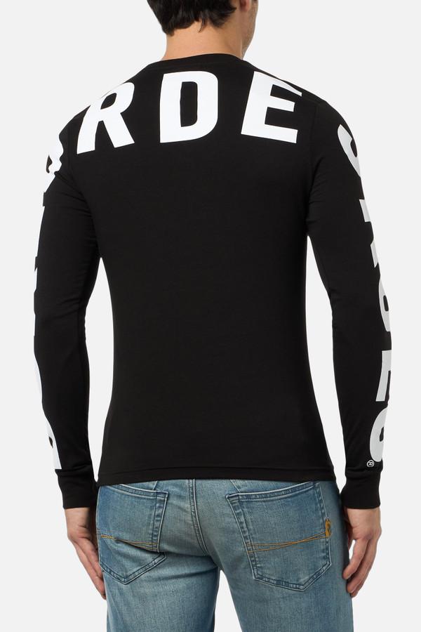 T-Shirt A Manica Lunga Black con Grafica White